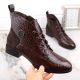 8. Filippo W PAW478B Stiefeletten aus braunem Lackleder mit isolierter Krokodilleder