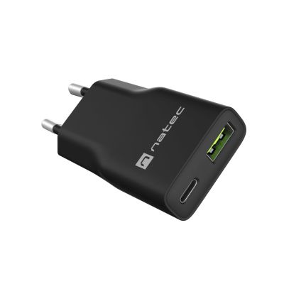 9. NATEC RIBERA GAN SLIM WANDLADEGERÄT 1x USB-A + 1x USB-C 20W SCHWARZ