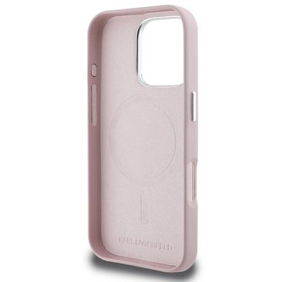 7. Karl Lagerfeld FW Metal Plate MagSafe Hülle für iPhone 16 Pro – Rosa