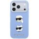 3. Karl Lagerfeld Saffiano Hülle mit Karl & Choupette Köpfen Pins & Logo für iPhone 18 Pro / 17 Pro - hellblau