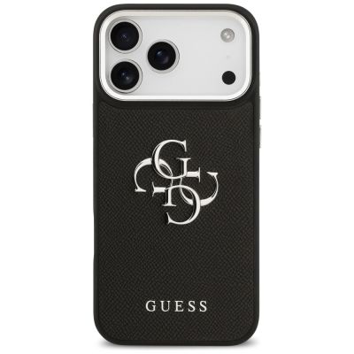 3. Guess Grained Big 4G Classic Logo Hülle für iPhone 17 Pro Max - Schwarz