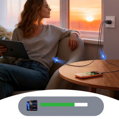8. Joyroom JR-TG7 33W USB-A + USB-C Wandladegerät – Schwarz