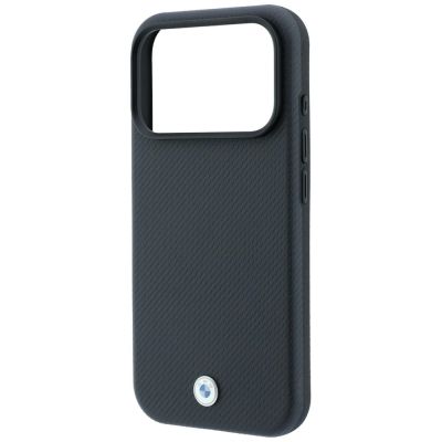 6. BMW Kevlar Metal Logo MagSafe Hülle für iPhone 18 Pro / 17 Pro – graphitfarben