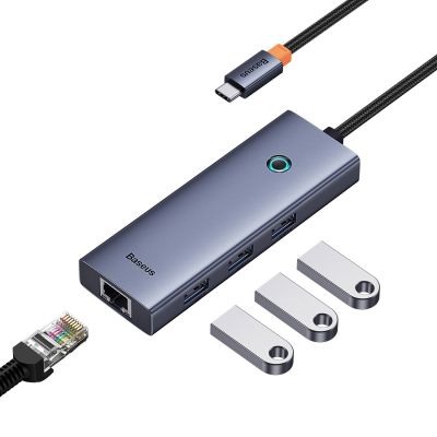 6. Baseus UltraJoy Serie 5-in-1 USB-C HDMI 4K 4x USB-A 3.0 Hub – Grau