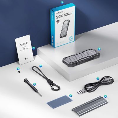 4. Orico OXS2C3-G2 M.2 NVMe/SATA SSD USB-C 3.2 Taktischer verstärkter Disk-Caddy - Grau