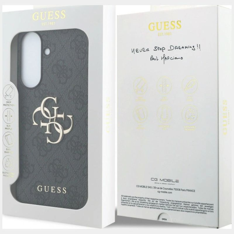 8. Guess Leder-Schutzhülle mit Metalllogo für Samsung Galaxy A57 5G – Schwarz