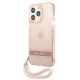 2. Guess Transparente Schutzhülle mit Riemen für iPhone 13 Pro Max – Pink