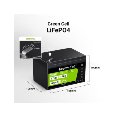 25. GREEN CELL LiFePO4-Akku CUBE 10 Ah 12 V/12,8 V 128 Wh LFPGC12V10AH