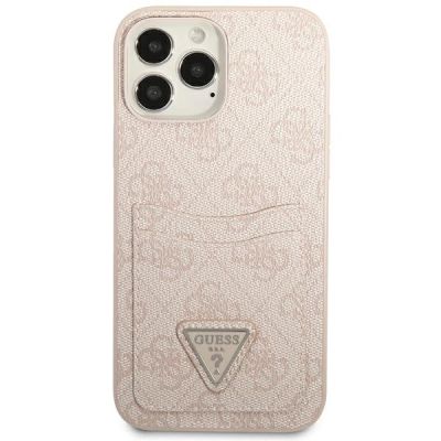 3. Guess 4G Triangle Logo Cardslot-Hülle für iPhone 13 Pro Max – Rosa