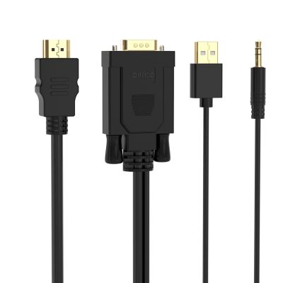 2. Orico XD-VATH VGA- und 3,5-mm-Klinkenstecker-auf-HDMI-Full-HD-60-Hz-Kabel mit USB-Stromversorgung, 5 m – Schwarz