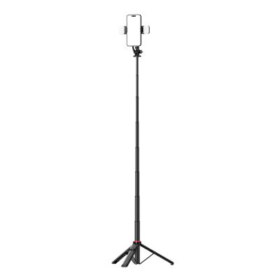 17. Selfie Stick WC12YDS Teleskopstativ 1,3 m aus Aluminiumlegierung mit Dual-Licht und Telefonhalter – Schwarz