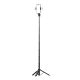 17. Selfie Stick WC12YDS Teleskopstativ 1,3 m aus Aluminiumlegierung mit Dual-Licht und Telefonhalter – Schwarz