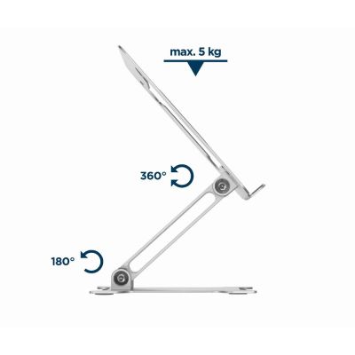 12. GEMBIRD Faltbarer Notizbuchständer 15,6" Silber