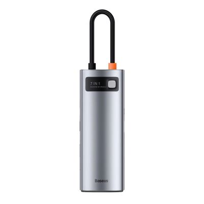 7. Baseus Metal Gleam Series multifunktionaler USB HUB 7in1 Typ C HDMI TF PD Kartenleser grau (WKWG020113)