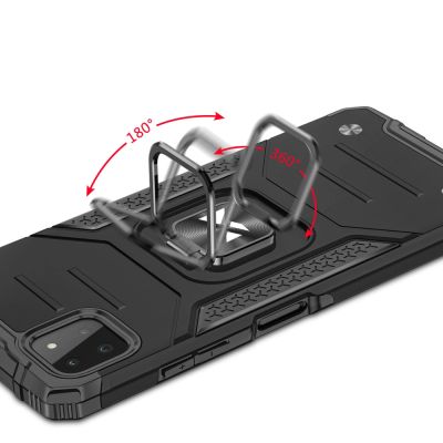 5. Wozinsky Ring Armor Tough Hybrid Case Cover + Magnethalterung für Samsung Galaxy A22 4G Silber