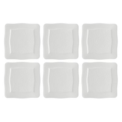 Set mit 6 quadratischen Florentina-Tellern – Weiß, 26,5 cm