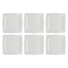 Set mit 6 quadratischen Florentina-Tellern – Weiß, 26,5 cm