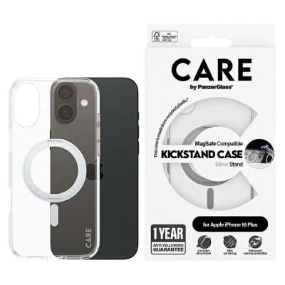 CARE by PanzerGlass Feature Kickstand Case iPhone 16 Plus 6,7" Silber/Silber MagSafe 1327