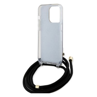 6. Guess Crossbody Cord 4G Print Hülle für iPhone 15 Pro Max – Schwarz