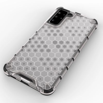 4. Wabenhülle Panzerhülle mit Gelrahmen für Samsung Galaxy S22 + (S22 Plus) blau