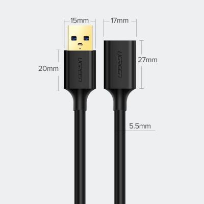 8. Ugreen Kabel Verlängerungsadapter USB 3.0 (weiblich) - USB 3.0 (männlich) 3 m schwarz (US129 30127)