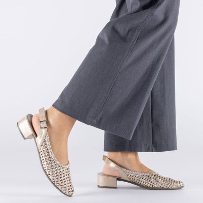 8. Damen-Sandalen in Metallic-Beige, Modell Rieker 47078-90