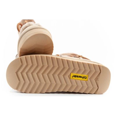 18. D.Franklin Damen Winter Schneestiefel, modisches Fellfutter, braun beige hoch