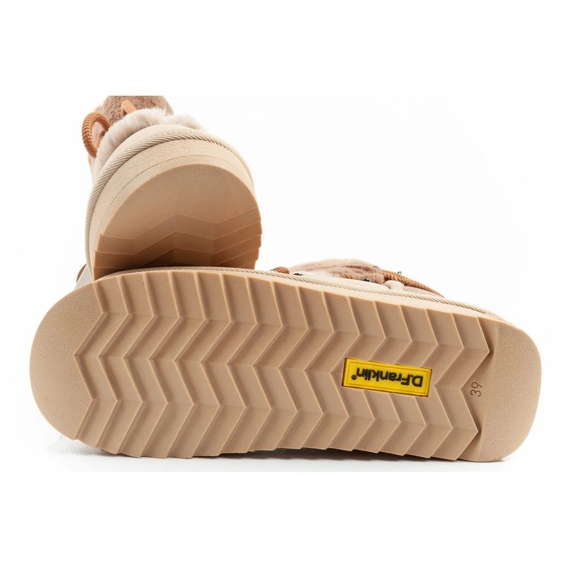 18. D.Franklin Damen Winter Schneestiefel, modisches Fellfutter, braun beige hoch