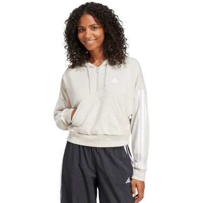 7. Damen adidas Essentials 3-Streifen French Terry Quarter-Zip Hoodie Beige JN1958