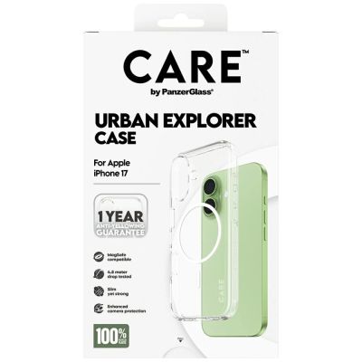 5. CARE by PanzerGlass Flagship Urban Explorer Case mit weißem MagSafe für iPhone 17 - Transparent