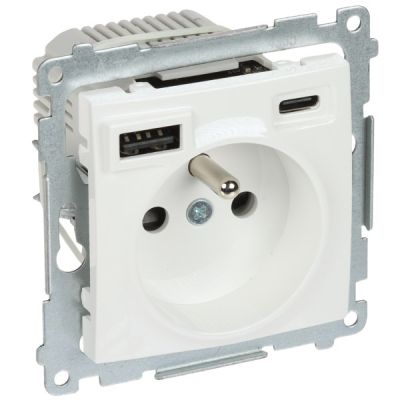 Einzelsteckdose mit USB-Netzteil DGZ1ZUSB2CA.01/11-SIMON54 Premium 230 V 16 A