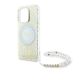 5. Guess IML Flowers Allover Electro With Pearl Strap MagSafe-Hülle für iPhone 16 Pro – Weiß
