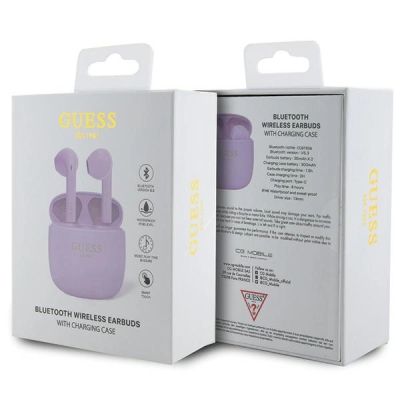 4. Guess GUTWST26PSU TWS Bluetooth-Kopfhörer + Dockingstation – lila Klassisches EST-Logo