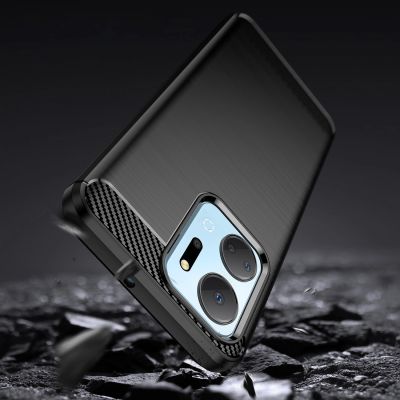3. Carbon Case Hülle für Honor Play 40 Plus / Honor X7a flexible Silikon-Carbon-Hülle schwarz