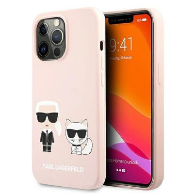 2. Karl Lagerfeld Silikon Ikonik Karl&Choupette MagSafe Case für iPhone 13 Pro Max - Hellrosa