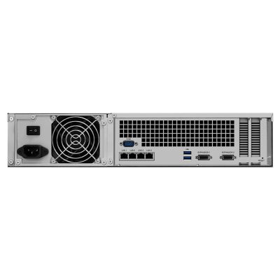 4. Synology RS3618xs NAS; 2U-Rack; 12x (3,5"-SATA-HDD/2,5"-SATA-HDD); Intel Xeon D-1521; 8 GB DDR4 ECC UDIMM (max. 64 GB), 4x 1GbE RJ-45
