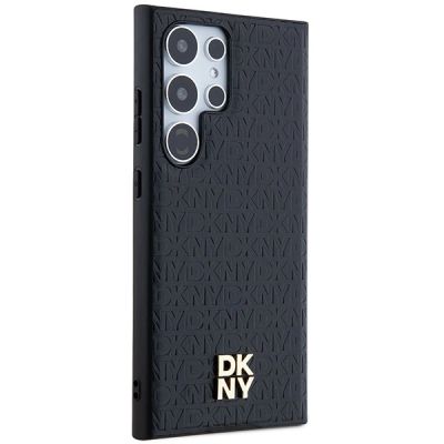 4. DKNY Leather Pattern Metal Logo MagSafe-Hülle für Samsung Galaxy S24 Ultra – Schwarz