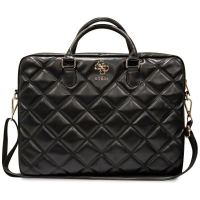 Guess 4G Quilted-Tasche für einen 16-Zoll-Laptop – Schwarz