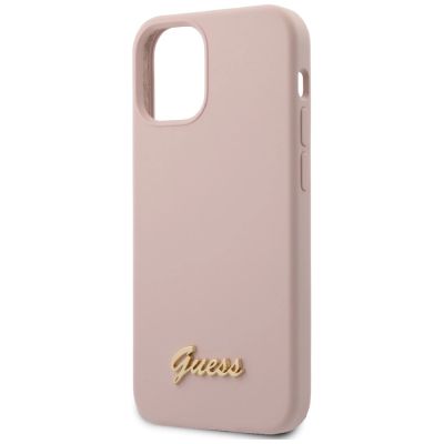 3. Guess GUHCP12SLSLMGLP iPhone 12 mini 5.4" Hellrosa/Hellrosa Hardcase Silikonschrift Gold Logo
