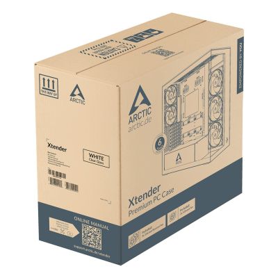 9. Arctic Xtender Weiß Transparentes Glasfenster mit GPU-Halterung
