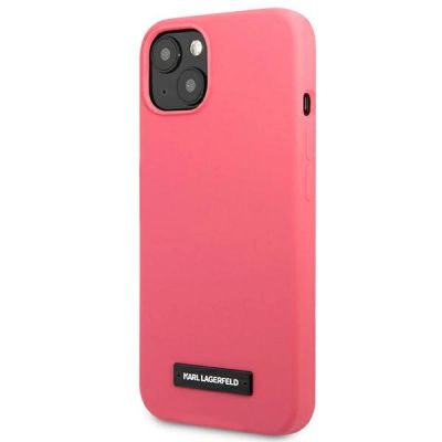 2. Karl Lagerfeld iPhone 13 Hülle mit Silikonplakette – Fuchsia