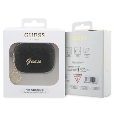 4. Guess GUAP2GLGSHK AirPods Pro 2 Cover schwarz/schwarz Glitter Flake 4G Charm