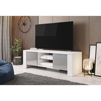 2. TV-Schrank WEST 42/130/42 weiß/grau glänzend