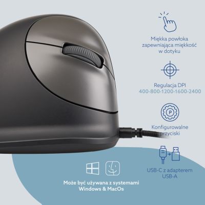9. R-Go Tools R-Go HE Break Ergonomische Maus mit Break Software, kleine Größe (Handlänge unter 165 mm), Rechtshänder, kabelgebunden, Schwarz