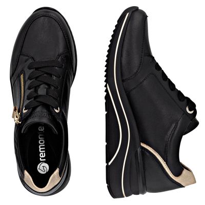 5. Schwarze Damen-Keilsneaker aus Leder von Remonte Rieker (Modell D0T03-03)