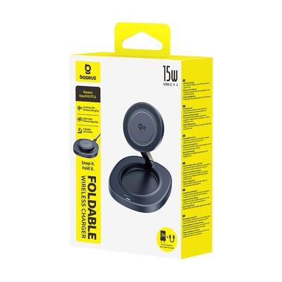 4. Baseus EnerFill FF11 15W Faltbares Induktionsladegerät mit 20W Netzteil und 1m USB-C-Kabel – Schwarz