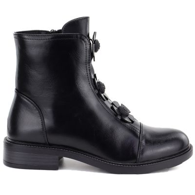 2. Damen-Ankle-Boots mit Zierblumen, gefüttert, schwarz, Potocki SZ12852