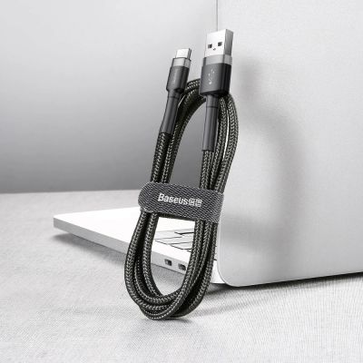 5. Baseus Cafule USB-A / USB-C QC 3.0 3A Kabel 0,5 m - Schwarz und Grau