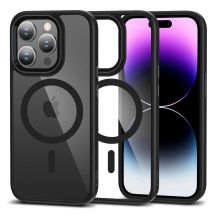 Tech-Protect MagMat MagSafe Hülle für iPhone 15 Pro – transparent und schwarz