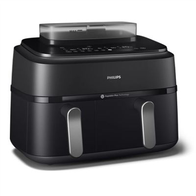 9. Philips Fritteuse der Serie 5000 NA551/00, Doppelfritteuse, 9 l, autonom, 2750 W, Heißluftfritteuse, Schwarz/Silber